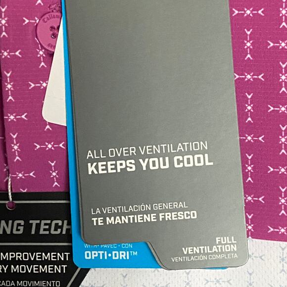 Callaway Men's Small Swing Tech Polo Shirt Sleeve UPF 50 Purple Orchid NEW - Picture 11 of 16